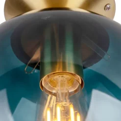 Smart plafondlamp messing met oceaanblauw glas incl. Wifi ST64 - Pallon