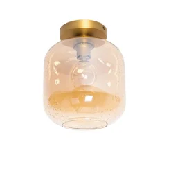 Smart plafondlamp messing en amber glas incl. Wifi G95 - Zuzanna