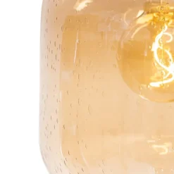 Smart plafondlamp messing en amber glas incl. Wifi G95 - Zuzanna