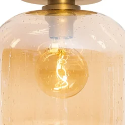 Smart plafondlamp messing en amber glas incl. Wifi G95 - Zuzanna
