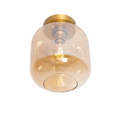 Smart plafondlamp messing en amber glas incl. Wifi G95 - Zuzanna