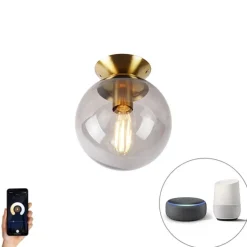 Smart plafondlamp messing met smoke glas incl. Wifi ST64 - Pallon