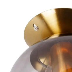 Smart plafondlamp messing met smoke glas incl. Wifi ST64 - Pallon