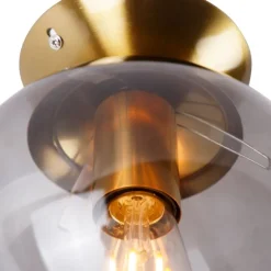 Smart plafondlamp messing met smoke glas incl. Wifi ST64 - Pallon