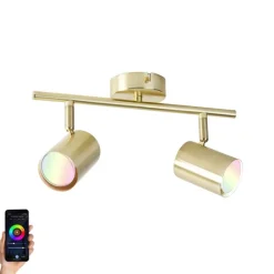 Smart plafondlamp messing verstelbaar incl. 2 Wifi GU10 - Jeana