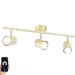 Smart plafondlamp messing verstelbaar incl. 3 Wifi GU10 - Jeana