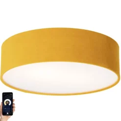 Smart plafondlamp oker 40 cm met gouden binnenkant incl. Wifi A60- Drum