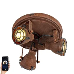 Smart plafondlamp roestbruin incl. 3 WiFi GU10 - Sorra