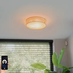 Smart plafondlamp rotan 40 cm 3-lichts incl. 3 Wifi P45 - Tromma