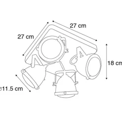 Smart plafondlamp staal met hout incl. 4 WiFi GU10 - Emado