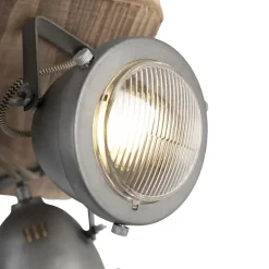 Smart plafondlamp staal met hout incl. 4 WiFi GU10 - Emado