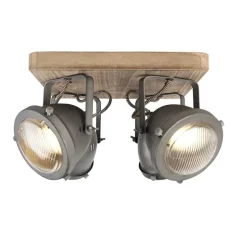 Smart plafondlamp staal met hout incl. 4 WiFi GU10 - Emado