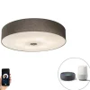 Smart plafondlamp taupe 70 cm incl. 6 Wifi A60 - Drum Jute