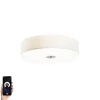 Smart plafondlamp wit 50 cm incl. 4 Wifi A60 - Drum Jute