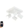 Smart plafondlamp wit vierkant incl. 4 Wifi GU10 - Jeana