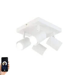Smart plafondlamp wit vierkant incl. 4 Wifi GU10 - Jeana