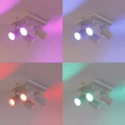 Smart plafondlamp wit vierkant incl. 4 Wifi GU10 - Jeana