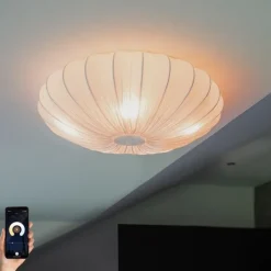 Smart plafondlamp wit zijden 60cm 5-lichts incl. 5 Wifi P45 - Plu