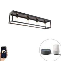 Smart plafondlamp zwart 99,5 cm incl. 4 Wifi A60 - Cage