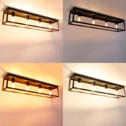 Smart plafondlamp zwart 99,5 cm incl. 4 Wifi A60 - Cage