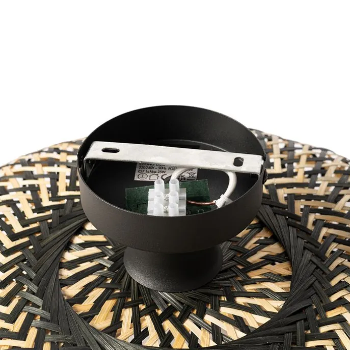 Smart plafondlamp zwart bamboe 40 cm incl. Wifi A60 - Ostrava