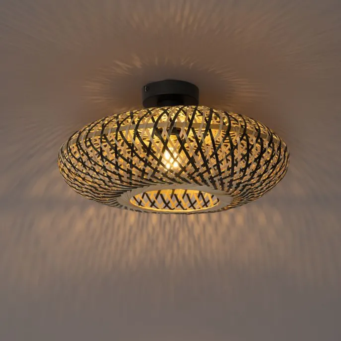 Smart plafondlamp zwart bamboe 40 cm incl. Wifi A60 - Ostrava