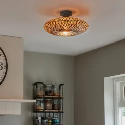 Smart plafondlamp zwart bamboe 40 cm incl. Wifi A60 - Ostrava