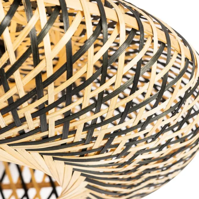 Smart plafondlamp zwart bamboe 40 cm incl. Wifi A60 - Ostrava