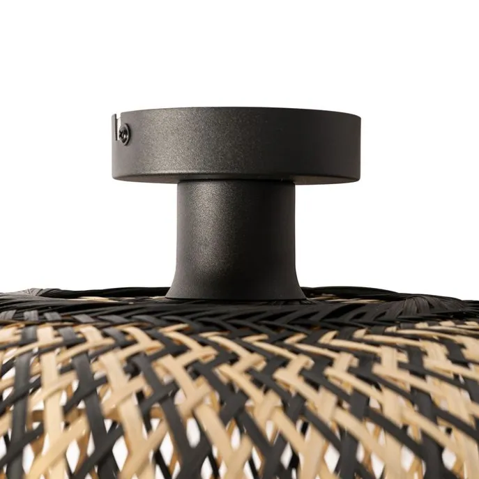 Smart plafondlamp zwart bamboe 40 cm incl. Wifi A60 - Ostrava