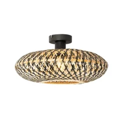 Smart plafondlamp zwart bamboe 40 cm incl. Wifi A60 - Ostrava