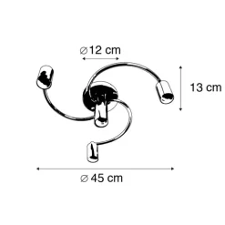 Smart plafondlamp zwart incl. 4 Wifi G95 - Facile