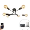 Smart plafondlamp zwart 6-lichts incl. Wifi G95- Sydney
