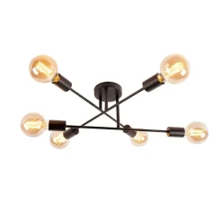 Smart plafondlamp zwart 6-lichts incl. Wifi G95- Sydney