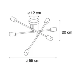 Smart plafondlamp zwart 6-lichts incl. Wifi G95- Sydney