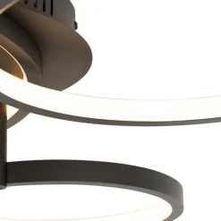 Smart plafondlamp zwart 3-lichts met afstandsbediening - Rondas