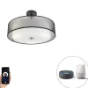 Smart plafondlamp zwart met wit 50 cm incl. 3 Wifi A60 - Drum Duo