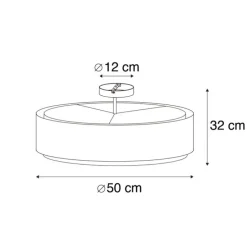 Smart plafondlamp zwart met wit 50 cm incl. 3 Wifi A60 - Drum Duo