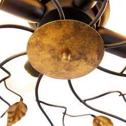 Smart plafondlamp zwart met goud 80 cm 4-lichts incl. 4 Wifi P45 - Foglie