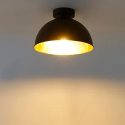 Smart plafondlamp zwart met goud 28 cm incl. Wifi A60 - Magnax