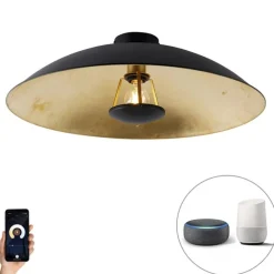 Smart plafondlamp zwart met goud 60 cm incl. Wifi A60 - Emilienne