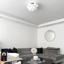 Smart plafondlamp zwart met opaal glas 4-lichts incl. 4 Wifi G9 - Uvas