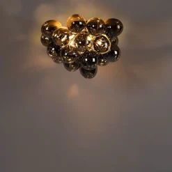 Smart plafondlamp zwart met smoke glas incl. 6 Wifi G9 - Uvas