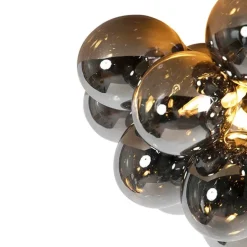 Smart plafondlamp zwart met smoke glas incl. 6 Wifi G9 - Uvas