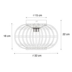 Smart plafondlamp zwart met bamboe incl. Wifi G95 - Amira