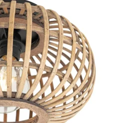 Smart plafondlamp zwart met bamboe incl. Wifi G95 - Amira