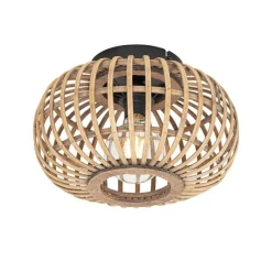 Smart plafondlamp zwart met bamboe incl. Wifi G95 - Amira