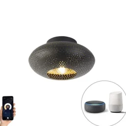 Smart plafondlamp zwart met goud 25 cm incl. Wifi P45 - Radiance