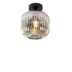 Smart plafondlamp zwart met smoke glas incl. Wifi A60 - Karel