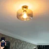 Smart plafondlamp zwart met smoke glas incl. Wifi A60 - Bizle