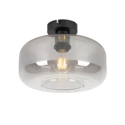Smart plafondlamp zwart met smoke glas incl. Wifi A60 - Bizle